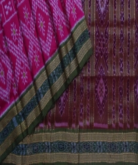 Pink olive green handwoven khandua silk saree