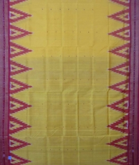 Yellow red handwoven khandua silk saree