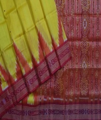 Yellow red handwoven khandua silk saree