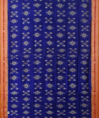 Blue orange handwoven khandua silk saree
