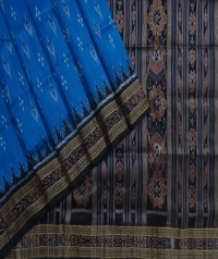 Blue black handwoven khandua silk saree