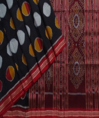 Black maroon handwoven khandua silk saree