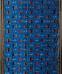 Blue black handwoven khandua silk saree