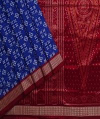 Blue maroon handwoven sambalpuri silk saree
