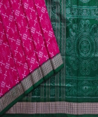 Pink green handwoven sambalpuri silk saree