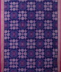 Navy blue pink handwoven sambalpuri silk saree