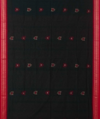 Deep green red  handwoven bomkai saree