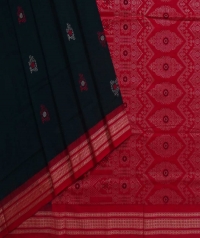 Deep green red  handwoven bomkai saree
