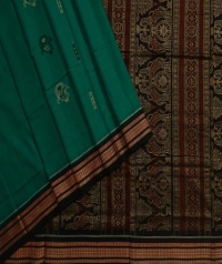 Green black  handwoven bomkai saree