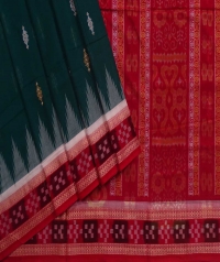 Green red  handwoven bomkai saree