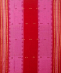 Pink red  handwoven bomkai saree