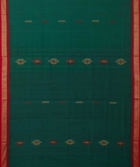 Green red  handwoven bomkai saree