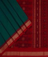 Green red  handwoven bomkai saree