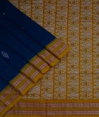 Blue yellow  handwoven bomkai saree