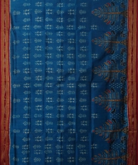 Sapphire blue maroon handwoven khandua silk saree
