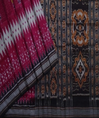 Magenta black handwoven khandua silk saree