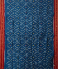 Azure blue maroon handwoven khandua silk saree