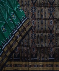 Green black handwoven khandua silk saree