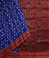 Navy blue maroon handwoven khandua silk saree