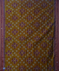 Fire yellow red handwoven khandua silk saree