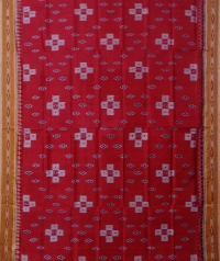 Red summer daffod handwoven khandua silk saree