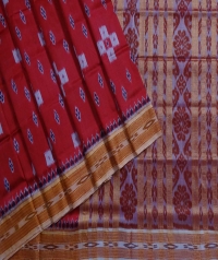 Red summer daffod handwoven khandua silk saree