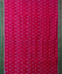 Red green handwoven khandua silk saree
