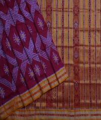 Pink orange handwoven khandua silk saree