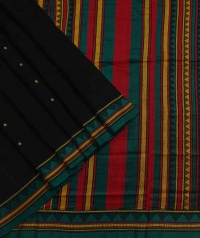 Black handwoven dongria cotton saree