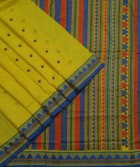 Yellow handwoven dongria cotton saree