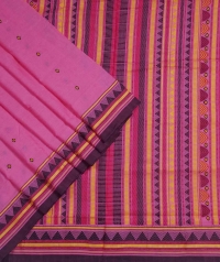 Pink handwoven dongria cotton saree