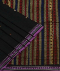 Black handwoven dongria cotton saree