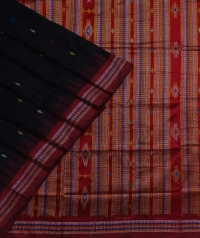 Black maroon handwoven dongria silk saree