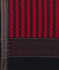 Red black handwoven cotton dupatta