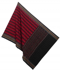 Red black handwoven cotton dupatta