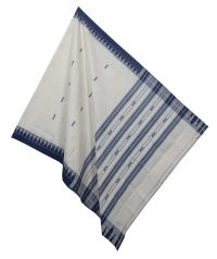 Offwhite blue handwoven kotpad dupatta