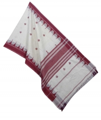 Offwhite maroon handwoven kotpad stole