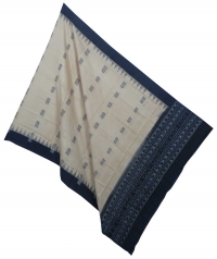 Beige black handwoven cotton dupatta