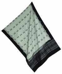 Pistachio green black handwoven cotton dupatta