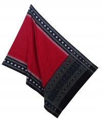 Red black handwoven cotton dupatta