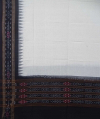 Offwhite black handwoven cotton dupatta