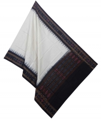 Offwhite black handwoven cotton dupatta