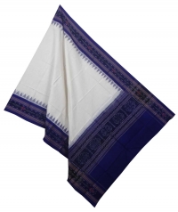 Offwhite blue handwoven cotton dupatta