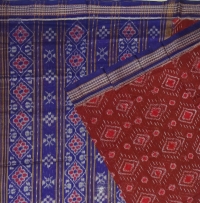 Marron and navy blue handwoven cotton saree