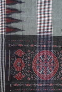 Gray and black   handwoven  cotton saree