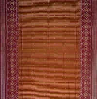 Golden and brown handwoven cotton  saree