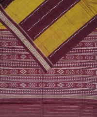 Marron and  mustard handwoven  cotton saree