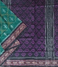 Green and black handwoven  cotton saree