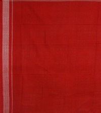 Green and red handwoven  cotton saree