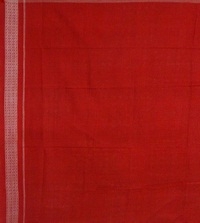 Green and red handwoven  cotton saree